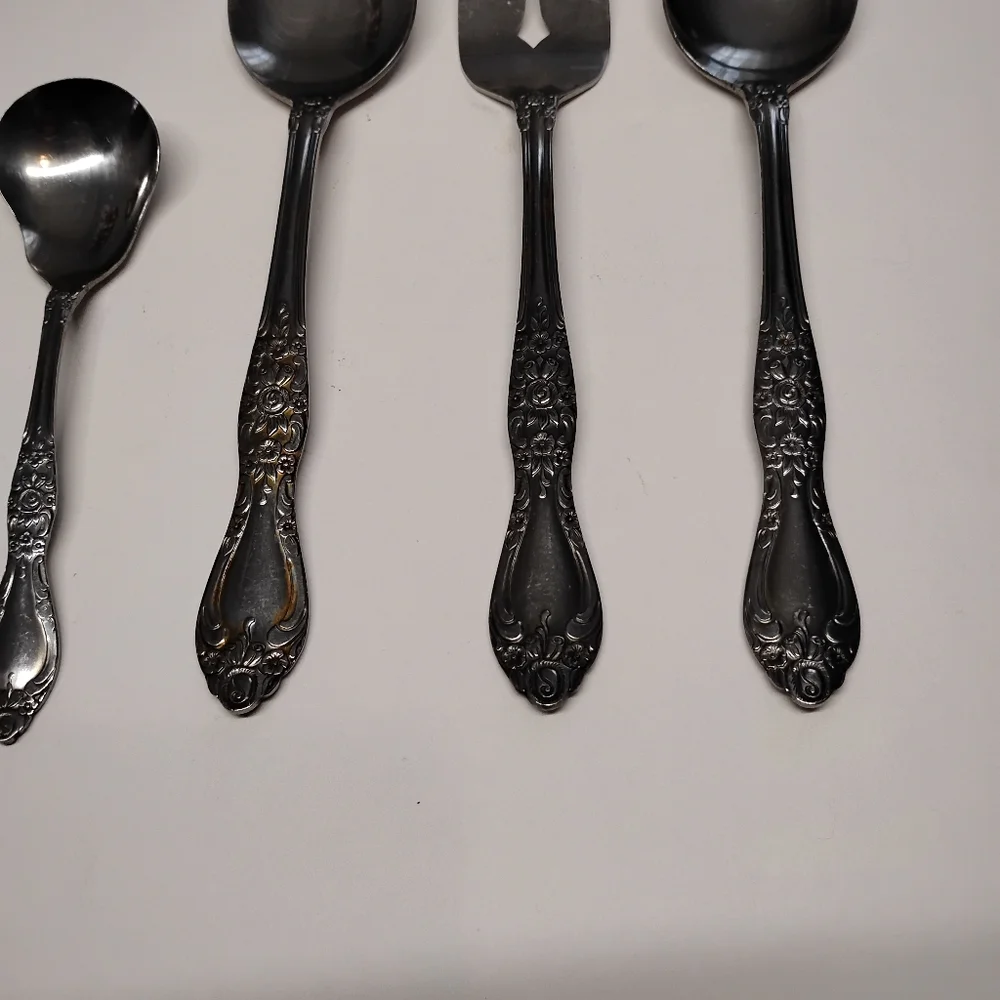 Northland Stainless Serving Fork & Spoons Oneida Carolina‎ Pattern Japan